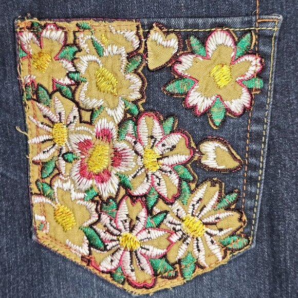 Ed Hardy By Christian Audigier Womens Denim Skull Floral Y2K Grunge Indie 37/38 - Picture 8 of 16